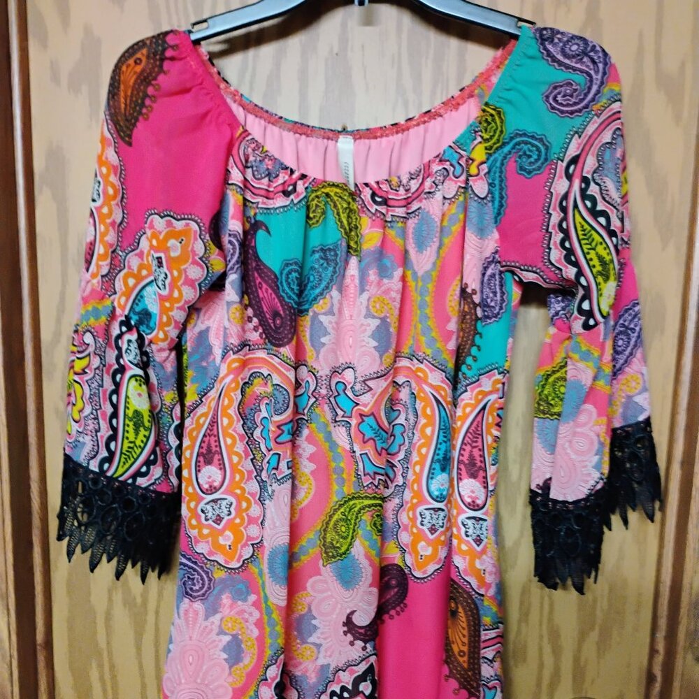 CEZANNE Bright & beautiful floral print tunic boho
